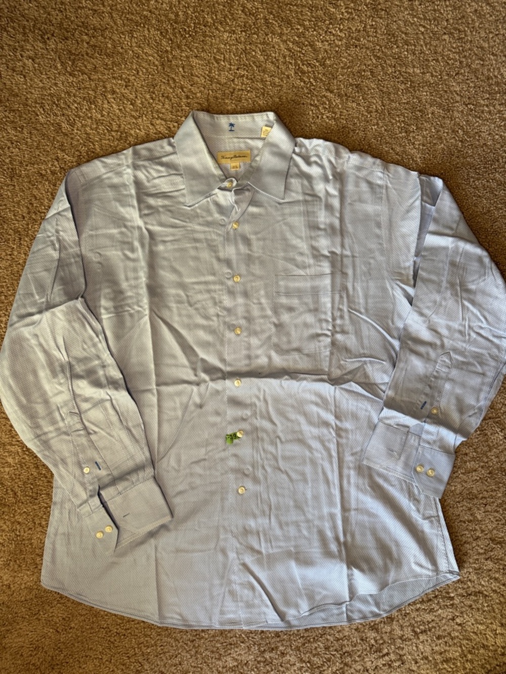 Tommy Bahama Pale Blue Micro-Pattern Long Sleeve Dress Shirt